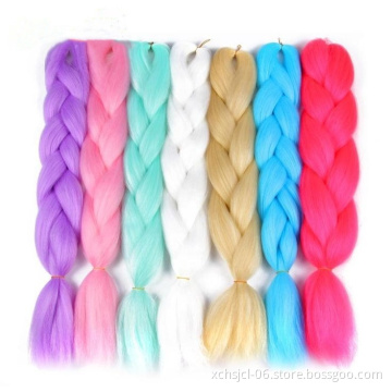 40 colors Single colorJumbo Braiding Hair Extensions Braiding Hair 24 Inch Ombre Multiple Tone Colored Synthetic Hair for Women